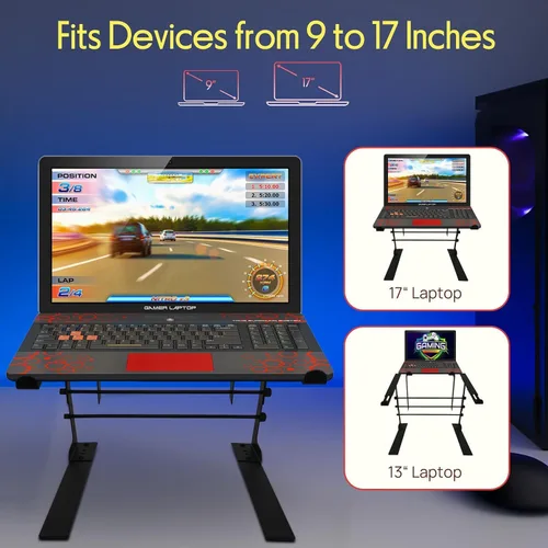 Miniatura 7 de Pyle PLPTS38 dispositivo universal dual de soporte para portátil, equipos de sonido estación de trabajo para mezclado de DJs