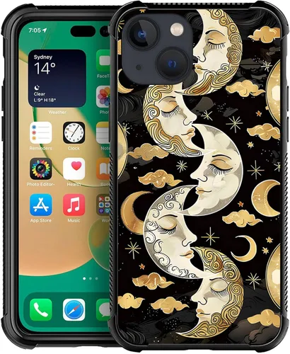 Miniatura 54 de ZHEGAILIAN Funda compatible con iPhone 14, funda de munición AK 47, parte trasera de vidrio templado+funda protectora de TPU de silicona suave