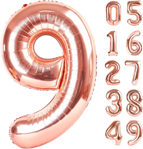 Miniatura 135 de Globo de cumpleaños número 4 dorado de 40 pulgadas, globos gigantes del número cuatro 14 24 34 40 44 2024, globos grandes de lámina de mylar para Oro