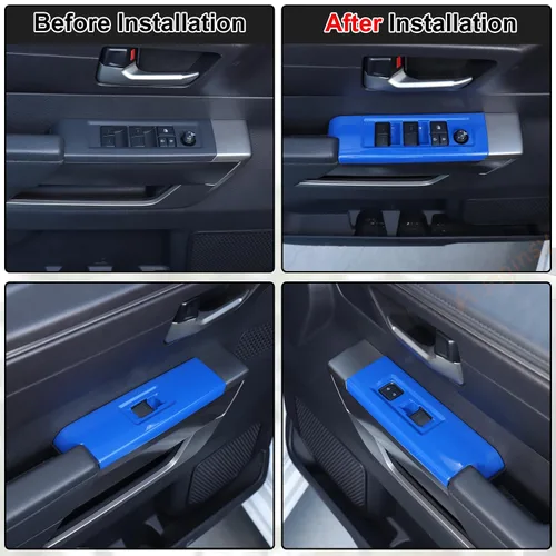 Miniatura 5 de Aunginsy Cubierta de Panel de Moldura de Botón de Elevación de Vidrio para Puerta de Automóvil Compatible con Toyota Tundra/Sequoia 2022-2025