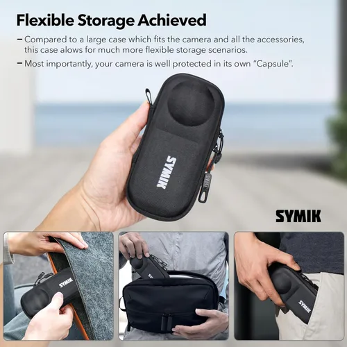 Miniatura 6 de SYMIK Estuche cápsula para Insta360 X5 / X4 Air (para la tapa de lente original), resistente al agua, a los golpes, bolsa de viaje portátil, estuche