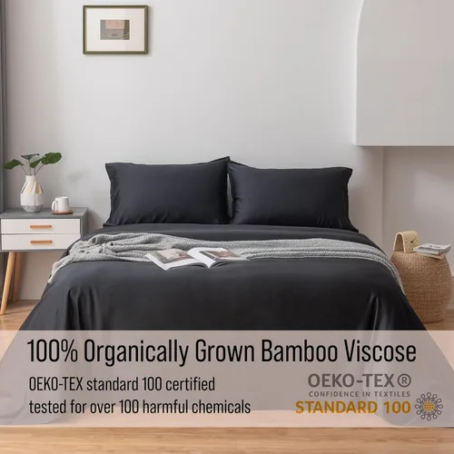 Miniatura 4 de Bella Coterie - Juego de sábanas de viscosa de bambú de lujo tamaño Queen 100% cultivado orgánicamente Ultra suave Refrescante para personas