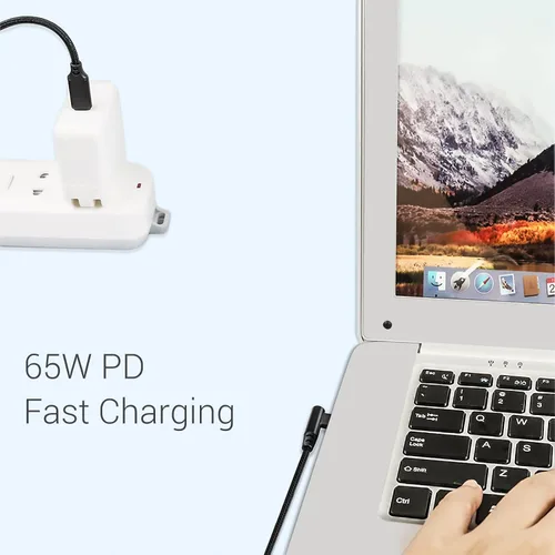 Miniatura 3 de Cable USB C a USB C de 1 pie, paquete de 3 cables, de ángulo recto de 90 grados, tipo C, cable de carga rápida PD de 60W, USB 2.0, trenzado
