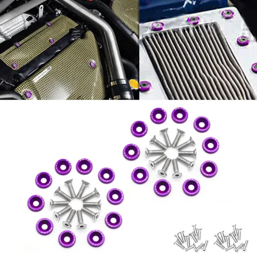 Miniatura 10 de x xotic tech 20 piezas Fender Bumper Arandela Tornillo M6x20mm T6 Grado CNC Billet Aluminio Arandela Motor Bay Dress Up Kit (negro)