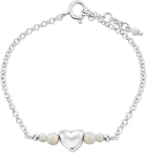 Miniatura 14 de 925 Sterling Silver Gemstone Bracelet - 3mm Gemstone Round Beads with Heart Silver Charm - 16-18cm Length - Gemstone Jewelry for Women - Perfect for