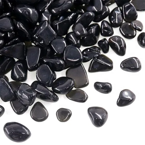 Miniatura 2 de Guijarros decorativos de cristal de 1 libra (460 g), piedras de obsidiana de forma irregular, pequeñas piedras pulidas trituradas, grava de piezas