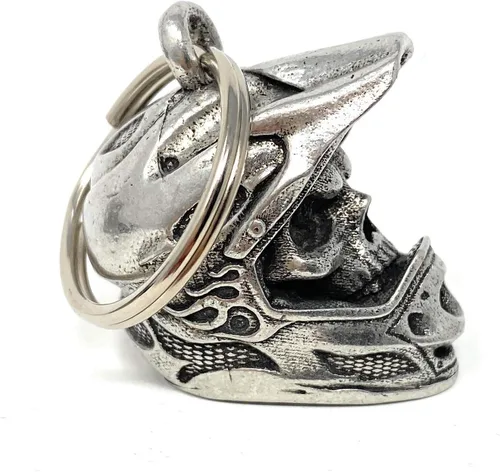 Miniatura 2 de Bravo Bells Campana de casco de calavera de motocross, accesorio de campana de motociclista o llavero para buena suerte en la carretera