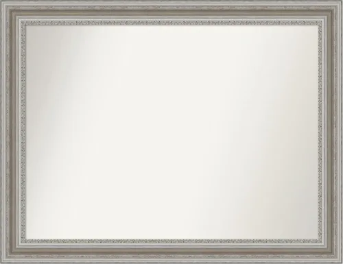 Miniatura 316 de Amanti Art Espejo de baño plateado para sobre el fregadero, 26 x 26 pulgadas, espejo cuadrado de plata antigua, marco de madera tradicional mediano