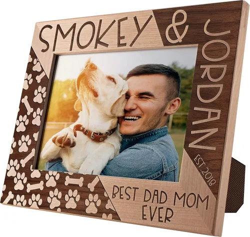 Miniatura 5 de Marco de fotos personalizado Best Dog Dad Ever, 4 x 6 pulgadas, marco grabado personalizado con nombre y año, regalos para el padre del perro