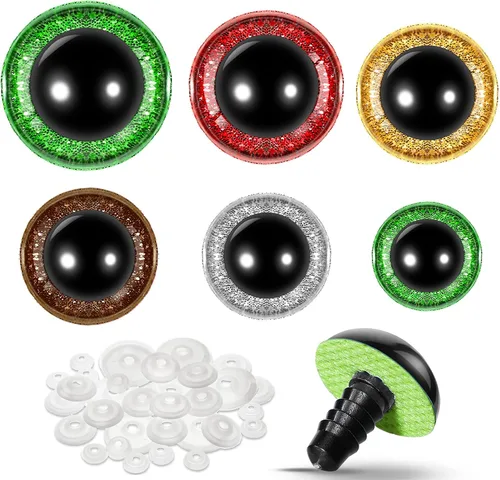 WILLBOND 56 ojos grandes de seguridad, ojos de animales de peluche de plástico de 0.63 a 1.18 pulgadas, ojos de ganchillo artesanales para bricolaje