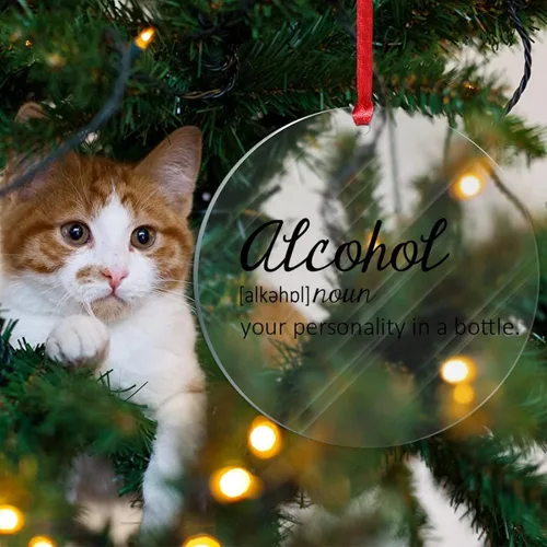 Miniatura 4 de Definición de sustantivo de alcohol, adorno acrílico de Navidad, decoración de árbol de Navidad, definición divertida, adorno de árbol de Navidad
