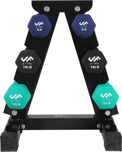 Miniatura 21 de JFIT Dumbbell Pairs or Sets – Neoprene & Vinyl Coated Hand Weights for Home Gym, Strength Training, Aerobics, Cardio Exercise and Fitness