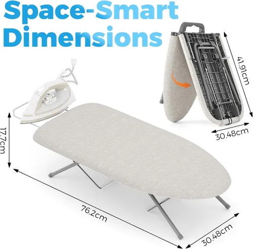 Miniatura 2 de KINGBOARD Tabla de planchar de mesa, tablas de planchar pequeñas con soporte para plancha, tabla de planchar plegable, cubierta extragruesa, tabla