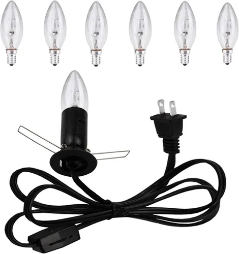 Cable de lámpara de sal del Himalaya, bombillas halógenas regulables de 25 W, base E12, perfecto para lámparas de sal del Himalaya, luces nocturnas,