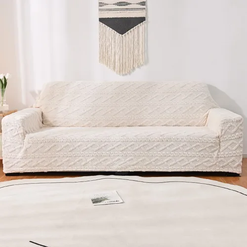 Miniatura 8 de vctops Funda elástica de jacquard geométrico de 4 plazas, 1 pieza con parte inferior elástica, suave y mullida, protector de muebles para niños