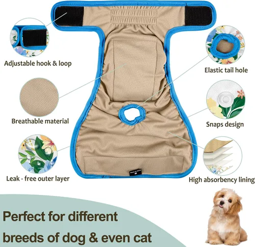 Miniatura 137 de Pañales lavables para perros, para hembras caninas, reutilizables, para periodo de celo, altamente absorbentes, para incontinencia, con broches