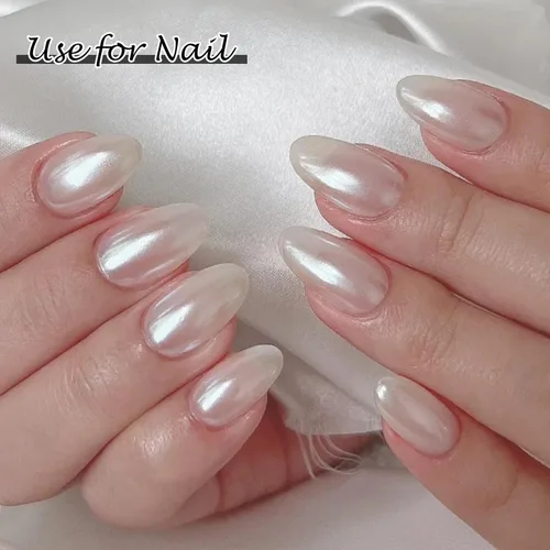 Miniatura 6 de 2 cajas de polvo de uñas de cromo perla blanca – Polvo de pigmento cromado transparente transparente brillante para uñas, uñas inspiradas efecto