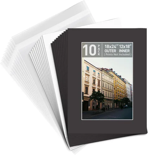 Miniatura 9 de Golden State Art, Paquete de 10 alfombrillas blancas de 8 x 10 pulgadas con núcleo blanco corte biselado para fotos de 5 x 7 + respaldo + bolsas