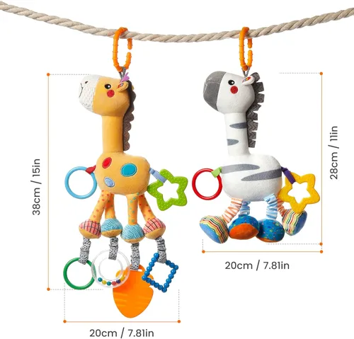 Miniatura 2 de TUMAMA - Juguetes colgantes, sonajero de peluche de 16 pulgadas, juguetes de cochecito de asiento de automóvil, paquete de 2, recién nacido - 12