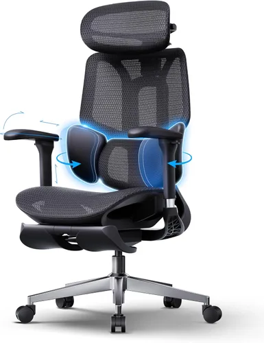 Miniatura 10 de Hbada E3 Pro 2026 Edition Silla de oficina ergonómica, silla de escritorio de malla con soporte lumbar flotante de 3 zonas, reposacabezas 4D Gris