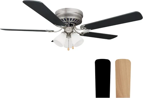 Design House Millbridge 157388-SN - Ventilador de techo Hugger de 52 pulgadas con kit de luz LED, 5 aspas reversibles, 3 velocidades, níquel satinado