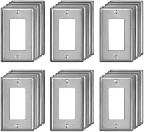 Miniatura 12 de BESTTEN Paquete de 10 Placas de Pared de Metal Decorativas con Película Protectora, Cubierta de Tomacorriente de Acero Inoxidable Decorativa de 1 1.