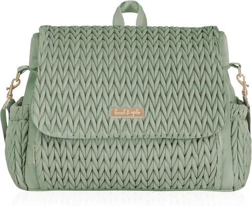 Miniatura 7 de Hannah & Sophia Belle - Mochila y bolsa convertible para pañales para bebé en color negro, tamaño grande, tapete cambiador resistente al agua