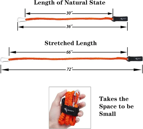 Miniatura 2 de Correa de remo para kayak, correa de caña de kayak, cordón elástico en espiral, accesorios de pesca para kayak y remos Naranja -1 paquete