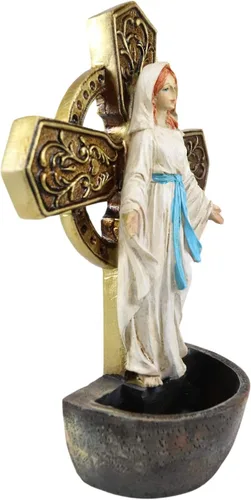 Miniatura 2 de Ebros Gift Virgen Madre María Virgen Nuestra Señora de Gracia Placa de aparador montado en la pared o escritorio Fuente de agua bendita Iglesia