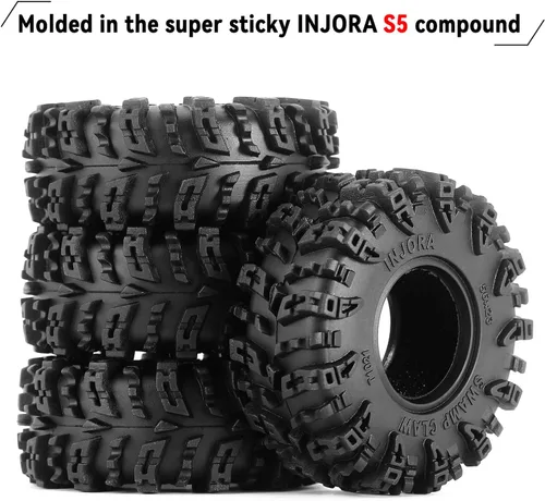 Miniatura 5 de INJORA Neumáticos 1.0 - S5 Swamp Claw Mud Terrain Neumáticos para TRX4M AX24 SCX24 FCX24 1/18 1/24 RC Crawler Car, 2.205 x 0.906 in, T1021