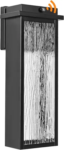 Miniatura 8 de VenzBlomia Lámpara de pared exterior de 16" en negro del atardecer al amanecer LED, lámpara de iluminación exterior grande, lámpara de pared montada
