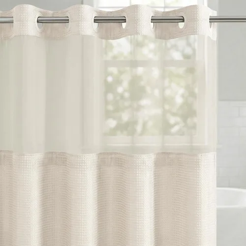 Miniatura 26 de Americanflat 71x74 Cortina de Ducha Sólida Negra - Cortina de Ducha Larga Resistente al Agua con Ojales de Metal Duraderos y 12 Ganchos - 100%