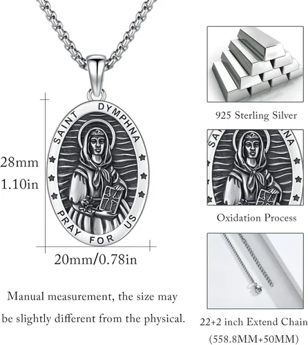Miniatura 518 de Collar con colgante de plata de ley 925 con medalla de San Patrón, joyería religiosa para hombres y mujeres, con cadena de acero inoxidable 316L