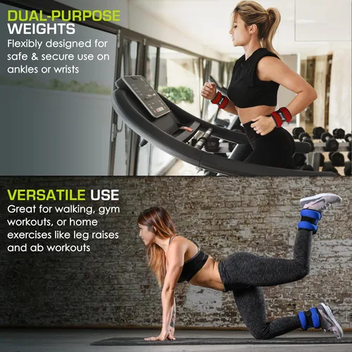 Miniatura 5 de ProsourceFit Ankle/Wrist and Arm/Leg Weights Set of 2, Adjustable Strap 1 lb-5 lb, Adjustable Weight 15 lb, 10 lb, 7 lb for Men and Women Rojo