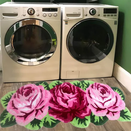 Miniatura 40 de UKELER Alfombras de baño con rosas rojas para baño, antideslizantes, absorbentes, alfombras de cocina, peludas, suaves, para dormitorio de niñas