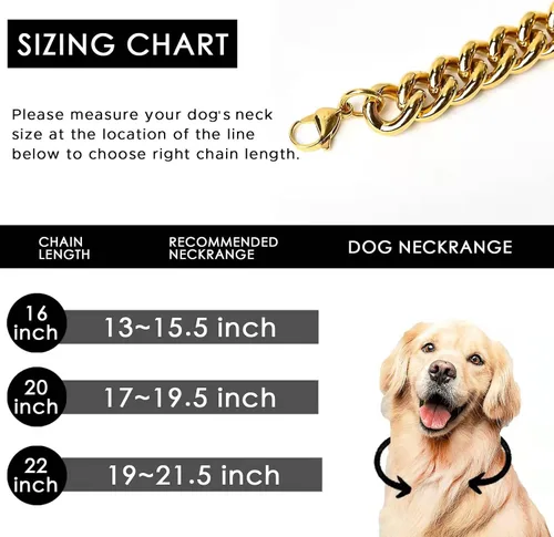 Miniatura 4 de Collar de cadena dorada para perro, estilo minimalista, con eslabones cubanos de metal para perros medianos y grandes, mascotas, resistente, a