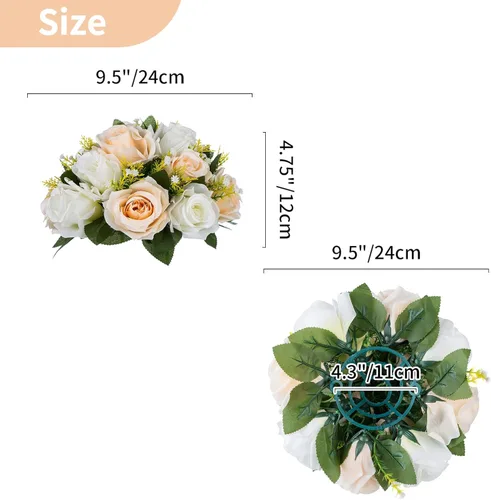 Miniatura 56 de NUPTIO Centros de mesa de flores para mesas de boda: arreglo de bolas de flores artificiales rosa y blanco para bodas, fiestas, 2 piezas de rosas