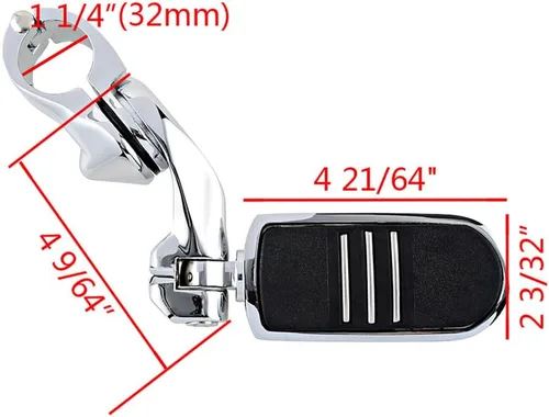 Miniatura 2 de Astra Depot Estriberas cromadas izquierda derecha con reposapiés Streamliner compatible con protector de motor Harley 1 1/4" 1.260 in
