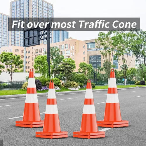 Miniatura 5 de 6 barras retráctiles de cono de tráfico, barras de cono expandibles de 4 pies a 7.2 pies para estacionamientos, construcción de carreteras, blanco