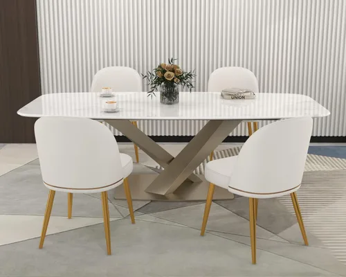 Miniatura 9 de KCC Juego de 2 sillas de comedor modernas de piel sintética, sillas de cocina tapizadas, sillas laterales sin brazos con respaldo curvado y patas