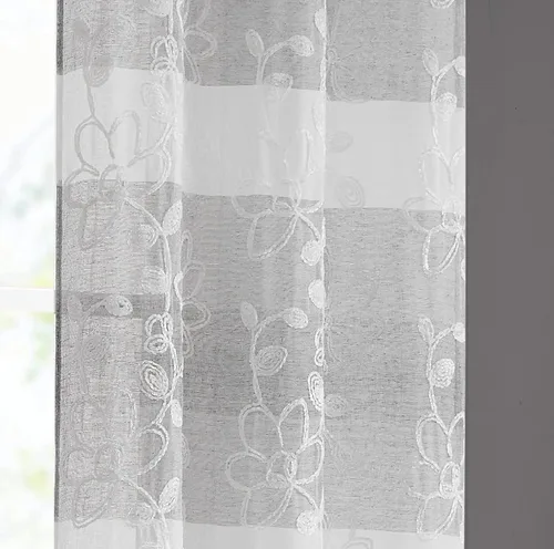 Miniatura 3 de Dainty Home Caroline - Par de paneles de ventana de chenilla bordados florales de 76 x 84 pulgadas, color plateado