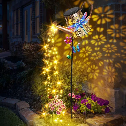 Miniatura 12 de Regadera solar con luces para jardín al aire libre, luces decorativas impermeables con estaca para jardín para patio, césped, patio, camino, porche
