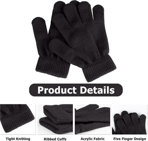 Miniatura 3 de Glooarm Paquete de 8 gorros y guantes para niños, gorro de punto para niños, guantes de invierno para niños y niñas
