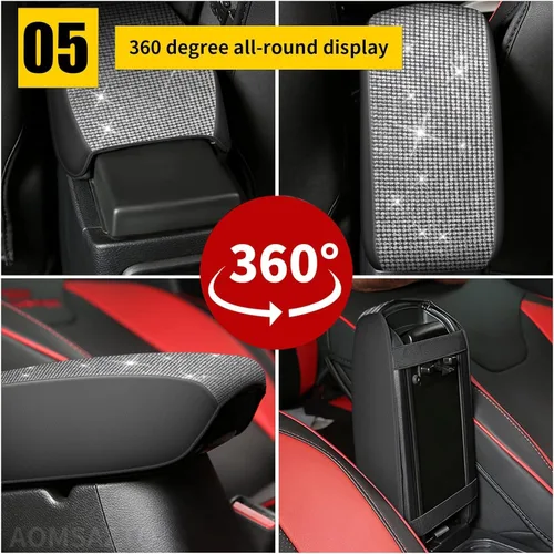 Miniatura 6 de AOMSAZTO Fundas de consola de diamante de cristal brillante para 2015-2019 Hyundai Sonata, cubiertas de cuero medio para reposabrazos