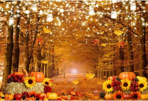 Leowefowa Fondos de fotografía de Acción de Gracias de otoño de 5 x 3 pies, hojas de bosque de arce, calabaza, fondo para Acción de Gracias, otoño,