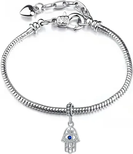 Miniatura 4 de NARTGO Amuleto de mano Hamsa de mal de ojo azul de buena suerte, compatible con pulseras Pandora