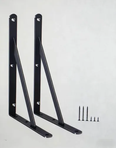 Miniatura 93 de Paquete de 16 soportes de estante resistentes negros de 20 pulgadas de largo x 12 pulgadas de alto con tornillos, soportes de estante de metal