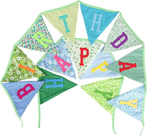 Miniatura 6 de Cartel verde de feliz cumpleaños, 13 piezas con temática de vegetación, suministros de fiesta de cumpleaños, decoración colgante de guirnalda