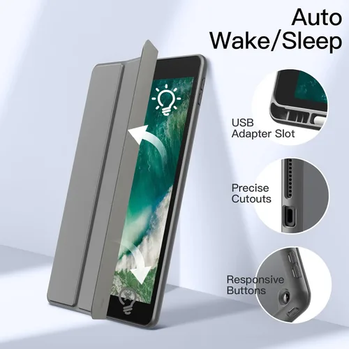 Miniatura 6 de JETech Funda para iPad de 9.7 pulgadas (6ª/5ª generación, 2018/2017) con soporte para lápices, carcasa trasera transparente transparente, soporte