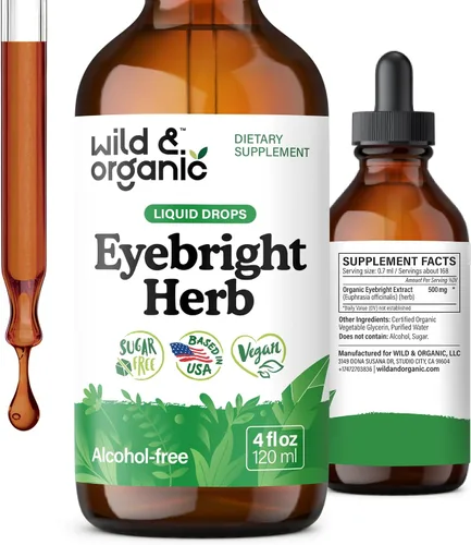 Miniatura 10 de Wild & Organic Eyebright - Tintura de hierbas - Soporte para los ojos con suplemento Eyebright - Gotas líquidas de extracto de eufrasia dietética